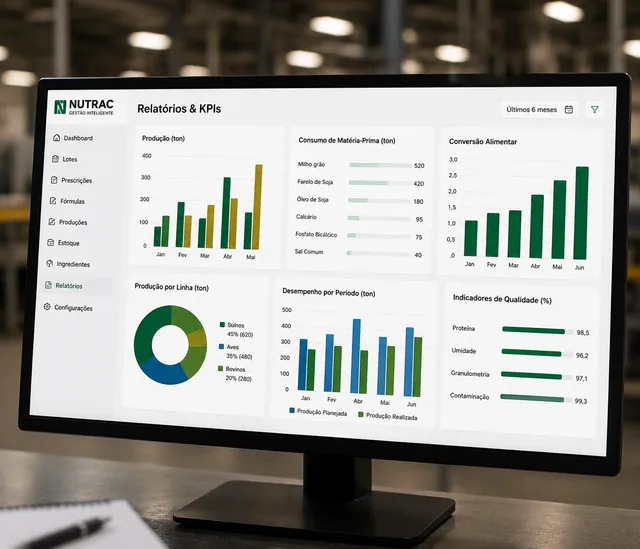 Dashboard com indicadores de produção