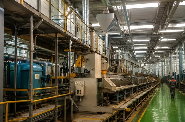 Interior da fábrica de ração